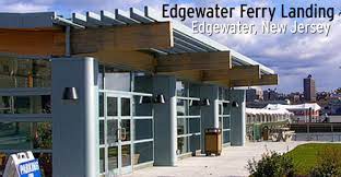 Edgewater Ferry Landing in Edgewater, New Jersey, featuring modern architecture and signage, serving as a local landmark for residents accessing Uforia Dispensary's delivery services.