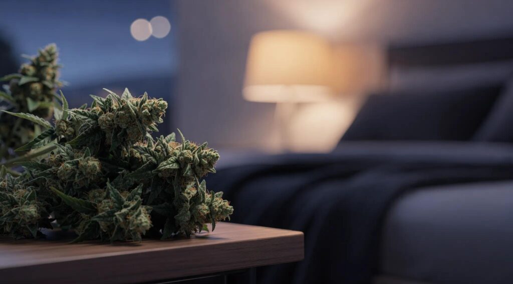 Premium cannabis flower strains and relaxing indica strains for sleep and anxiety relief.