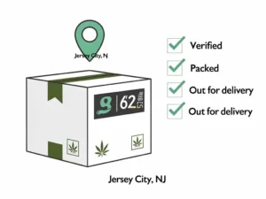 Summary graphic of Jersey City cannabis delivery key facts