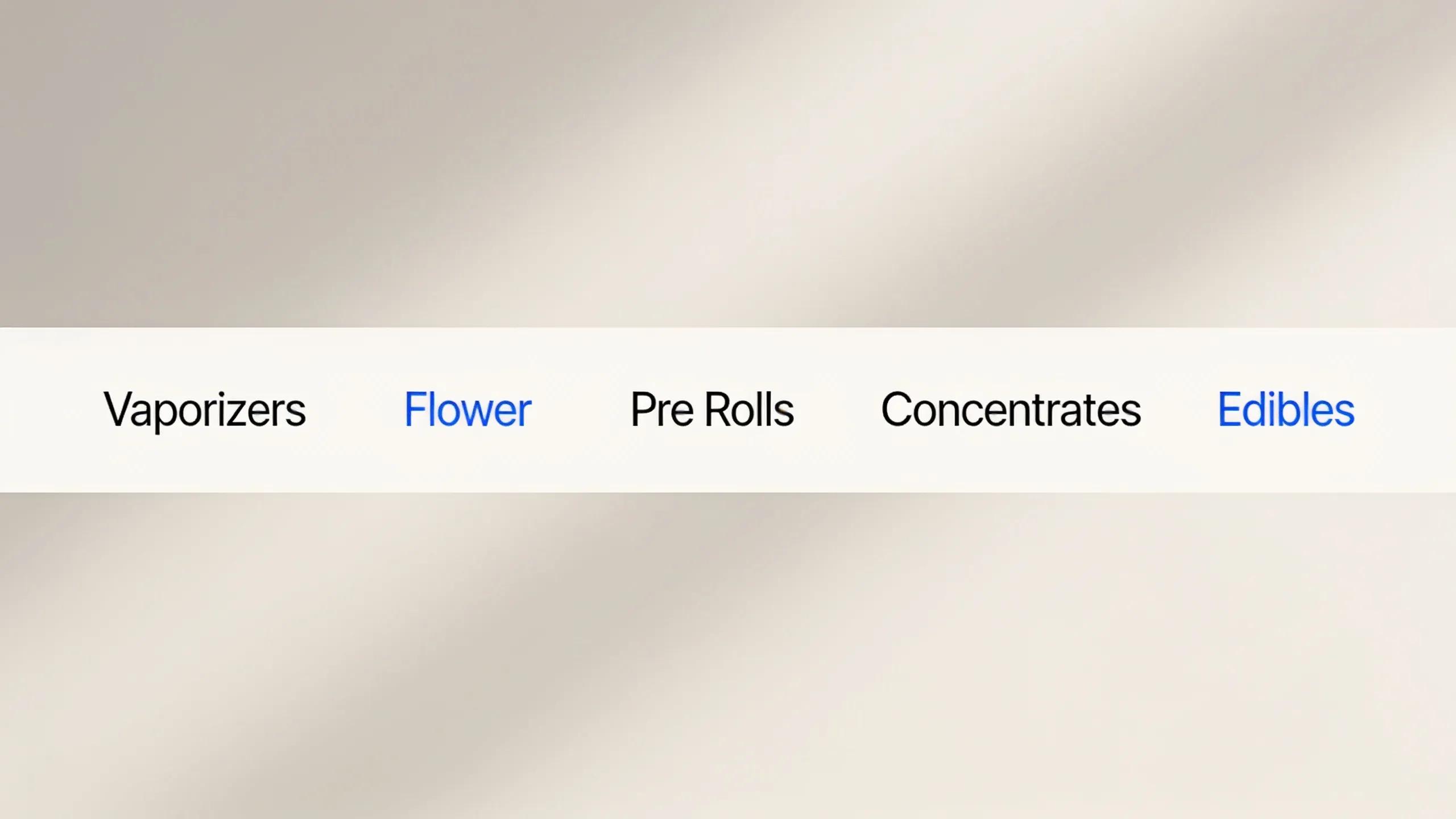 A dedicated Vaporizers category exists alongside Flower, Pre Rolls, Concentrates, and Edibles on the online